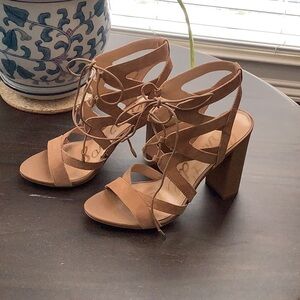 Sam Edelman tan suede sandals.
